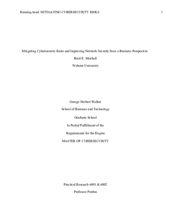 (PDF) Mitigating Cybersecurity Risks and Improving Network Security ...