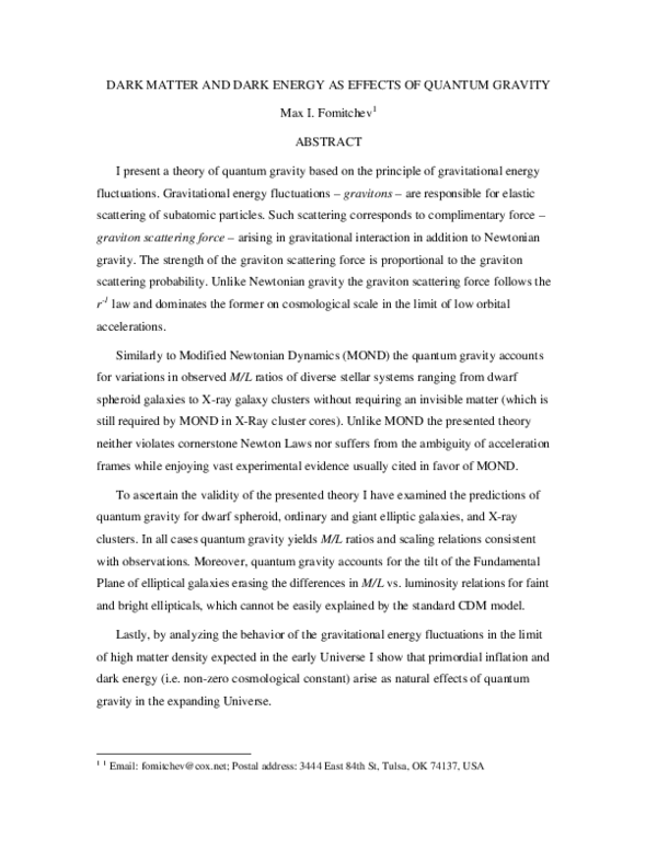 (PDF) Dark Matter and Dark Energy as Effects of Quantum Gravity