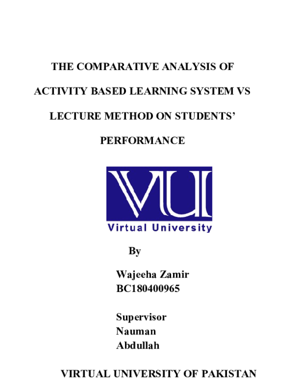 (DOC) THE COMPARATIVE ANALYSIS OF ACTIVITY BASED LEARNING SYSTEM VS ...