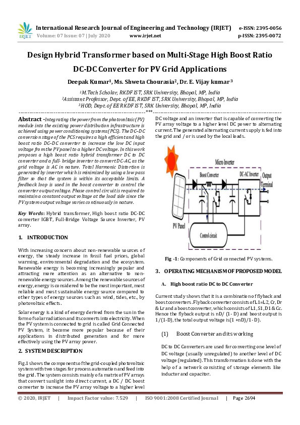 (PDF) IRJET- Design Hybrid Transformer based on Multi-Stage High Boost ...