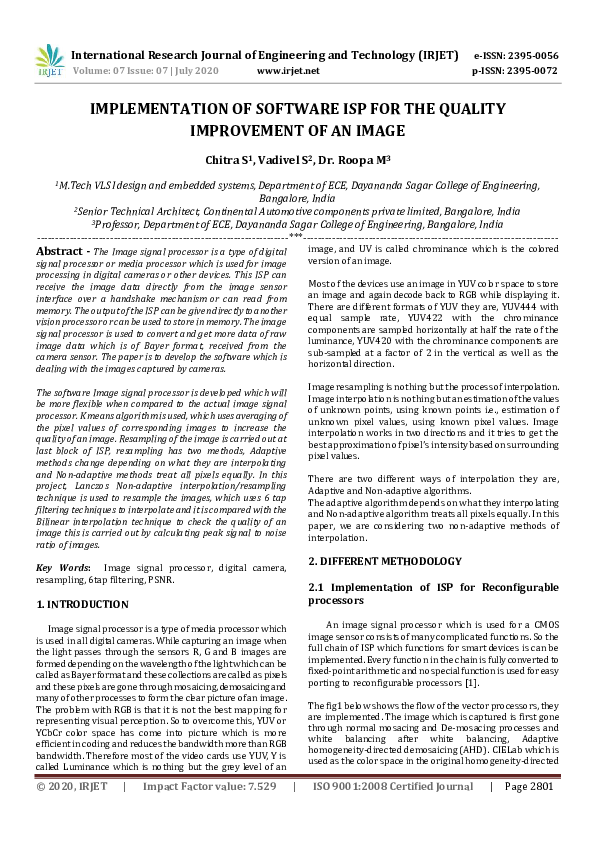(PDF) IRJET-Implementation of Software Isp for the Quality Improvement ...