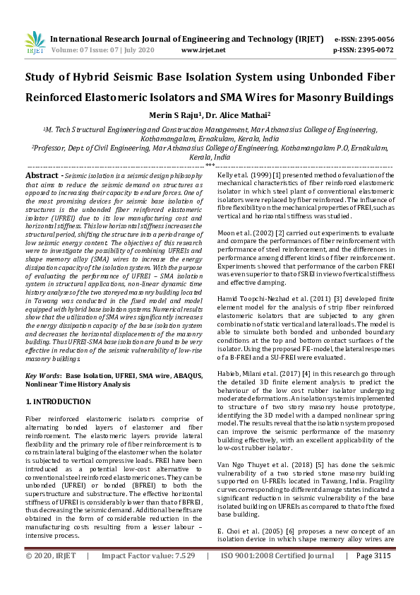 (PDF) IRJET- Study of Hybrid Seismic Base Isolation System using ...