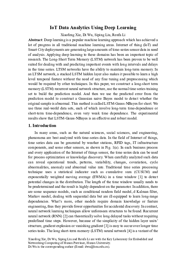 (PDF) IoT Data Analytics Using Deep Learning