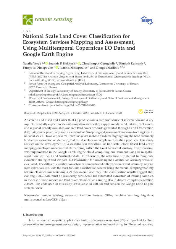 (PDF) National Scale Land Cover Classification for Ecosystem Services ...