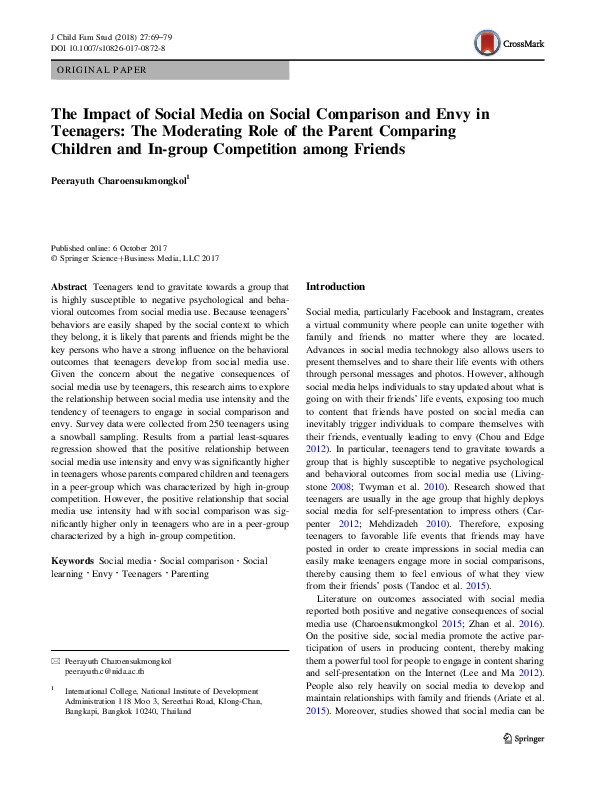 (PDF) The Impact of Social Media on Social Comparison and Envy in ...