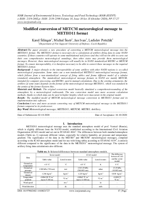 (PDF) Modified conversion of METCM meteorological message to METEO11 format