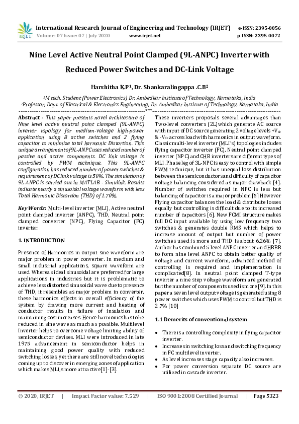 (PDF) IRJET- Nine Level Active Neutral Point Clamped (9L-ANPC) Inverter ...
