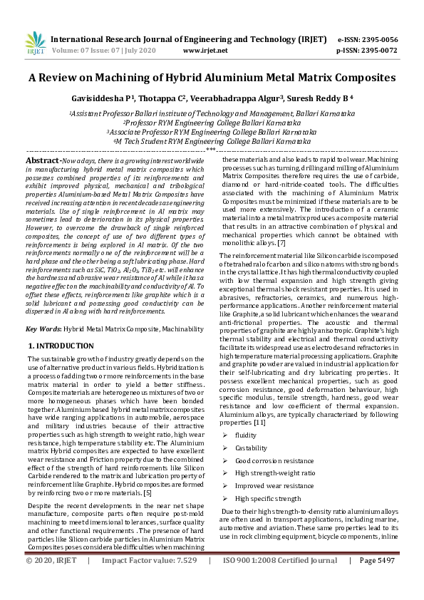 (PDF) IRJET- A Review on Machining of Hybrid Aluminium Metal Matrix ...