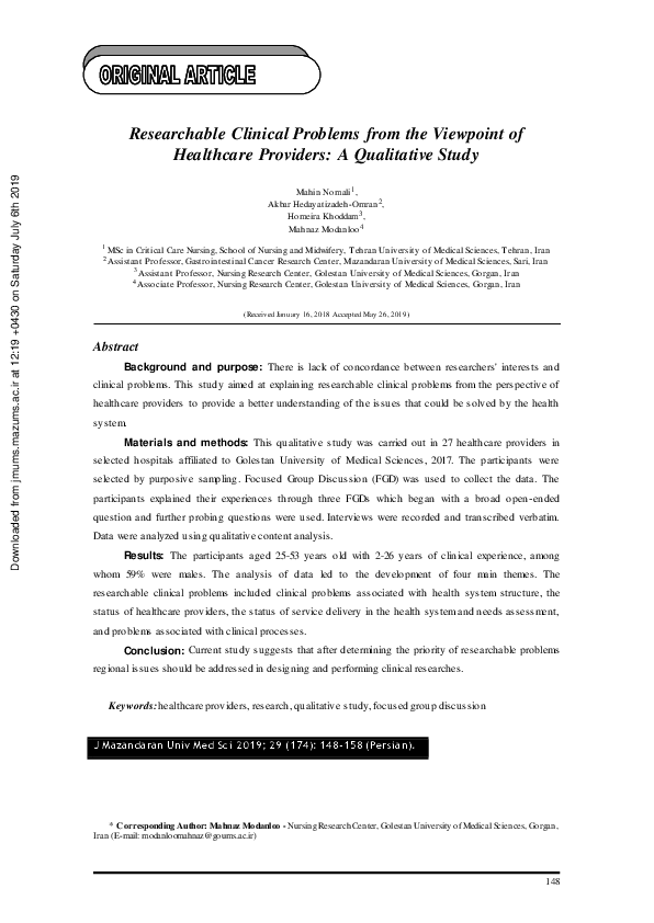 (PDF) Researchable Clinical Problems from the Viewpoint of Healthcare ...