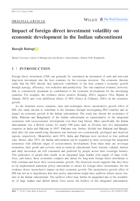 (PDF) Impact of foreign direct investment volatility on economic ...