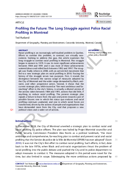 (PDF) Profiling the future: The long struggle against police racial ...