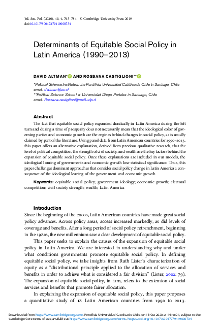 (PDF) [2020] Determinants of Equitable Social Policy in Latin America ...