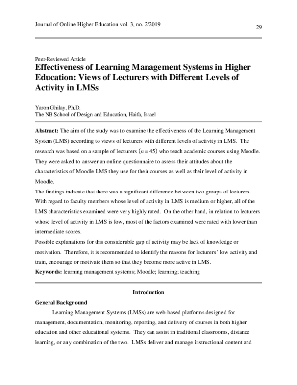 (PDF) Effectiveness of Learning Management Systems in Higher Education ...