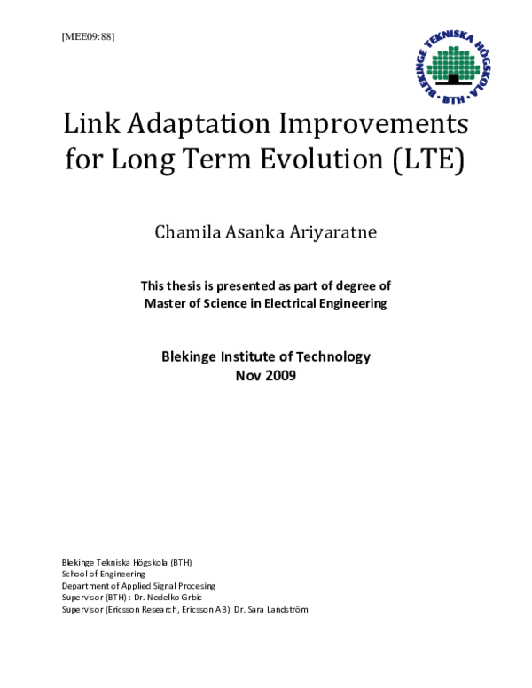 (PDF) Link Adaptation Improvements for Long Term Evolution (LTE