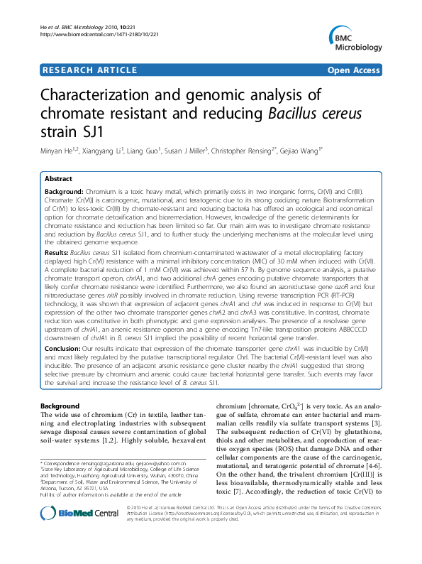 (PDF) Characterization and genomic analysis of chromate resistant and ...