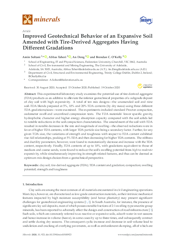 (PDF) Improved geotechnical behavior of an expansive soil amended with ...