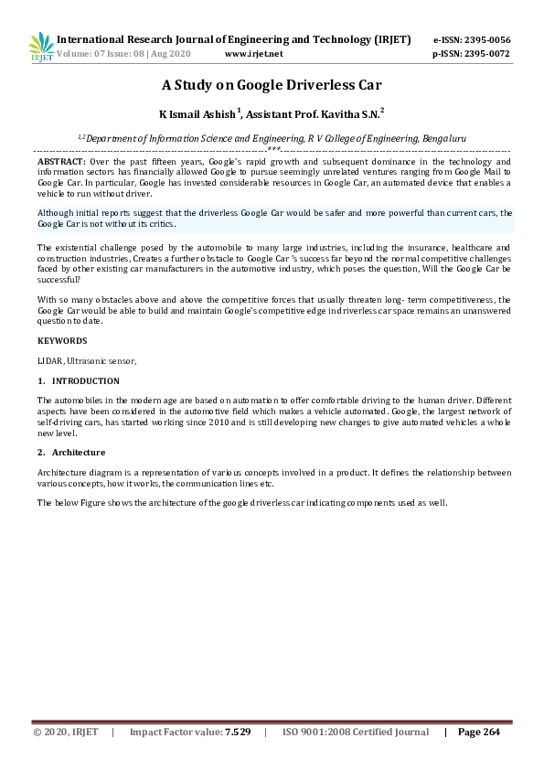 (PDF) IRJET- A Study on Google Driverless Car