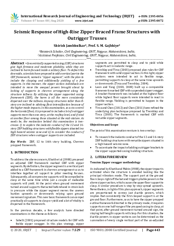 (PDF) IRJET- Seismic Response of High-Rise Zipper Braced Frame ...