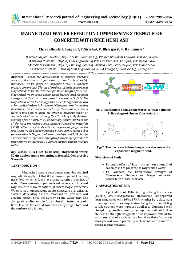 (PDF) IRJET- MAGNETIZED WATER EFFECT ON COMPRESSIVE STRENGTH OF ...