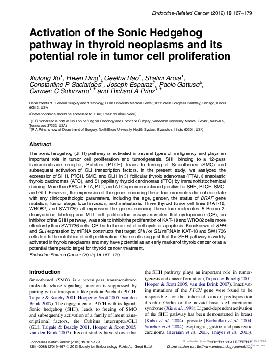 (PDF) Activation of the Sonic Hedgehog pathway in thyroid neoplasms and ...