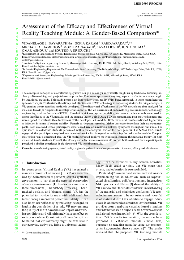(PDF) Assessment of the Efficacy and Effectiveness of Virtual Reality ...