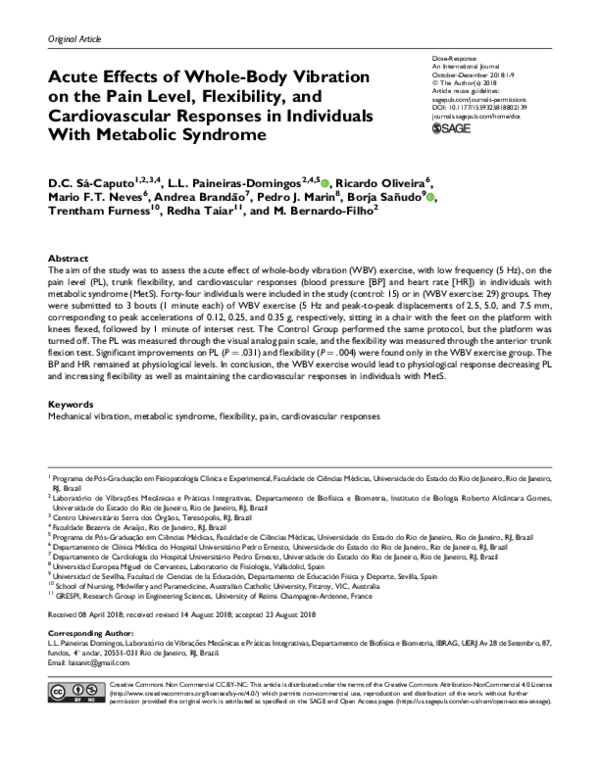 (PDF) Acute Effects of Whole-Body Vibration on the Pain Level ...