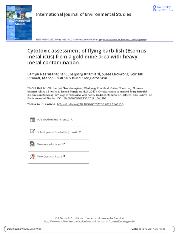 (PDF) Cytotoxic assessment of flying barb fish (Esomus metallicus) from ...
