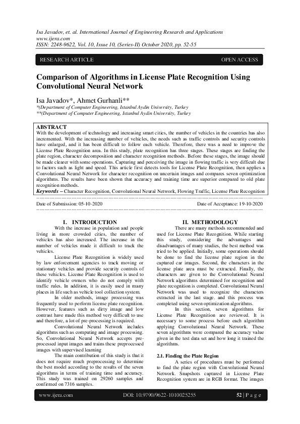 Pdf Comparison Of Algorithms In License Plate Recognition Using Convolutional Neural Network Pdf Comparison Of Algorithms In License Plate Recognition Using Convolutional Neural Network