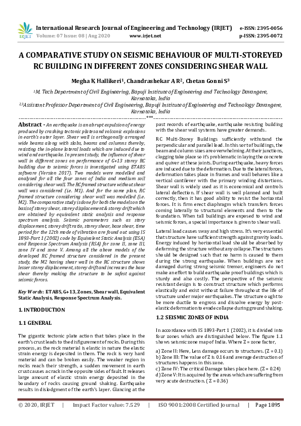 (PDF) IRJET- A COMPARATIVE STUDY ON SEISMIC BEHAVIOUR OF MULTI-STOREYED ...
