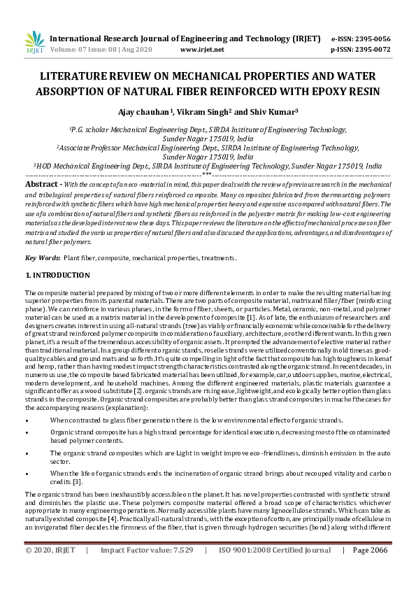 Pdf Irjet Literature Review On Mechanical Properties And Water Pdf Irjet Literature Review On Mechanical Properties And Water