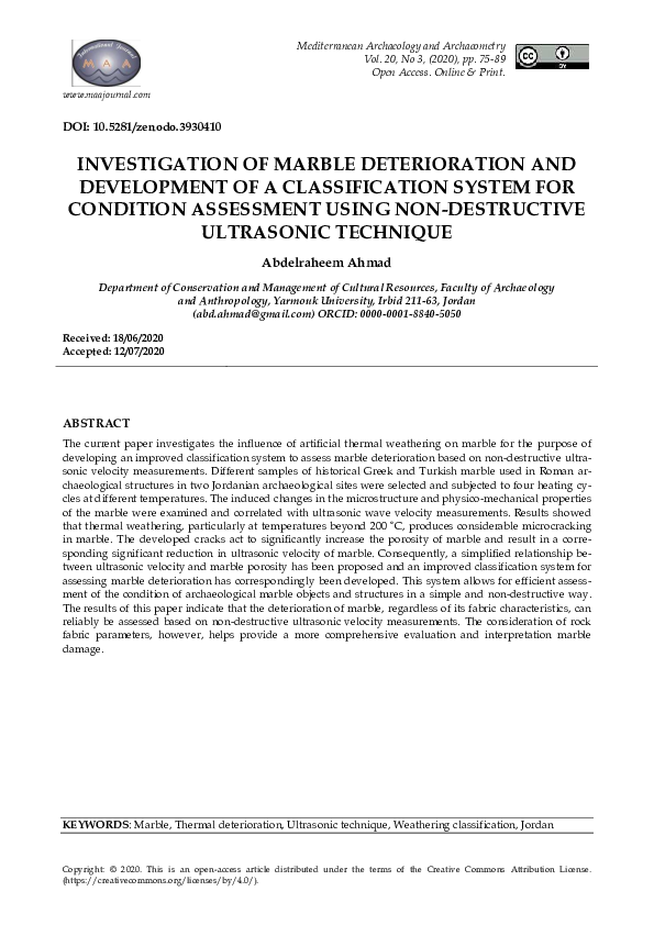 (PDF) INVESTIGATION OF MARBLE DETERIORATION AND DEVELOPMENT OF A