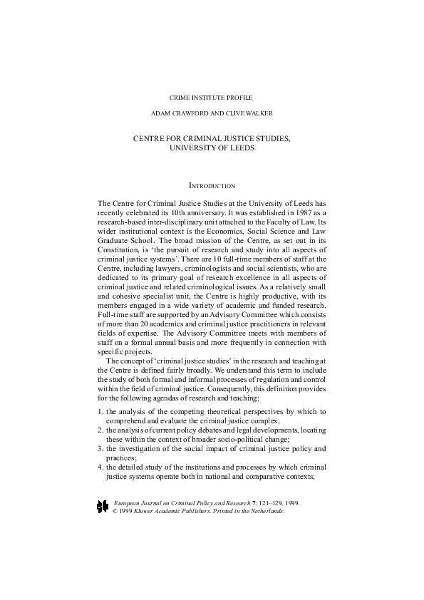(PDF) Criminal Institute Profile