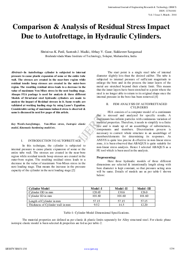 (PDF) & Analysis of Residual Stress Impact due to