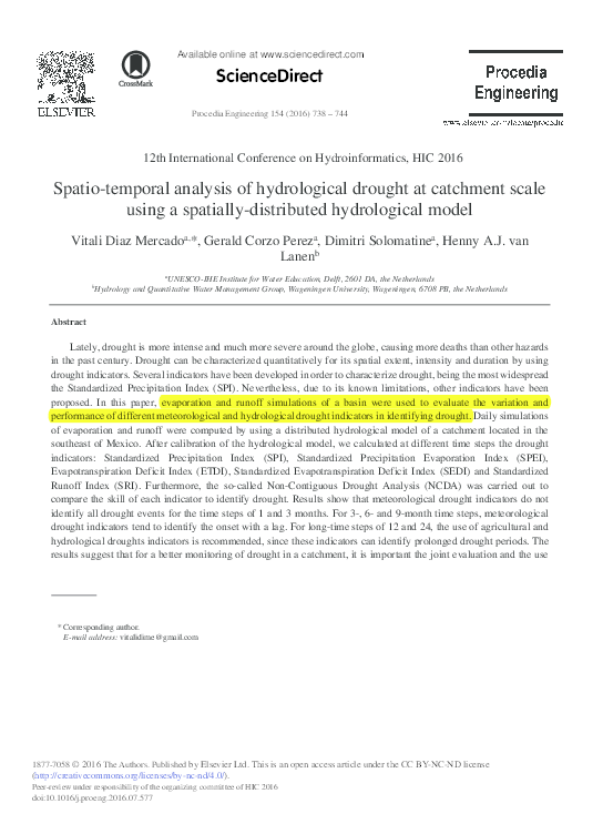 (PDF) Spatio-temporal analysis of hydrological drought at catchment ...