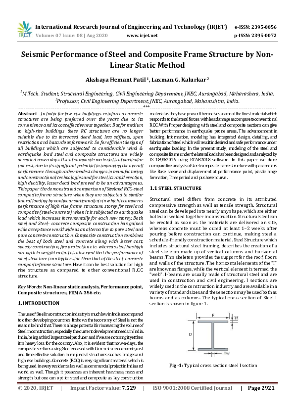 (PDF) IRJET- Seismic Performance of Steel and Composite Frame Structure ...