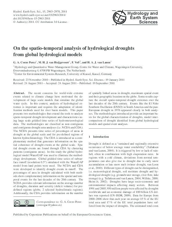(PDF) On the spatio-temporal analysis of hydrological droughts from ...