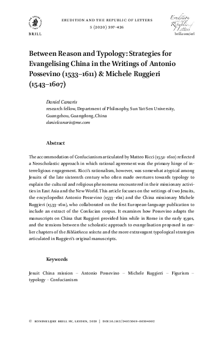(PDF) Between Reason and Typology: Strategies for Evangelising China in ...