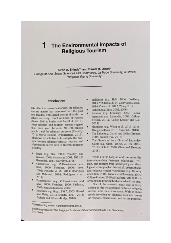 (PDF) The Environmental Impacts of Religious Tourism