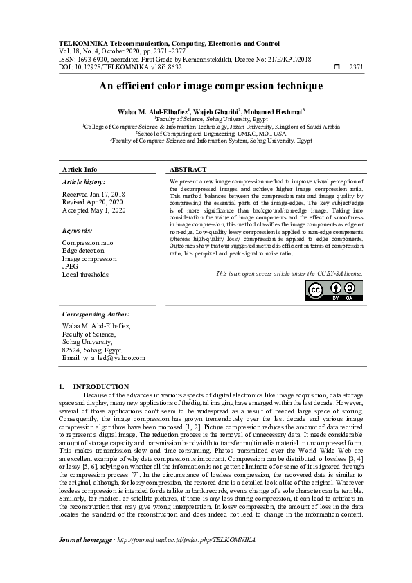 (PDF) An efficient color image compression technique
