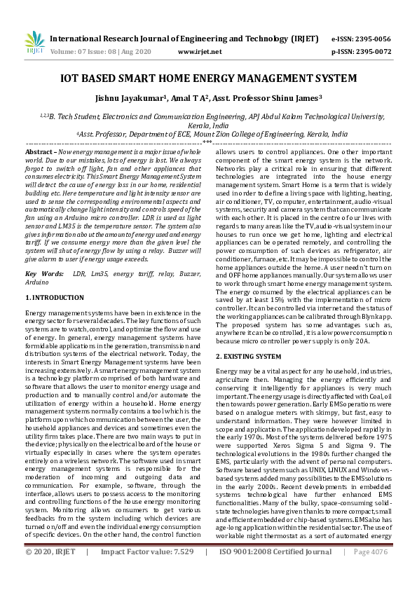 (PDF) IRJET- IOT BASED SMART HOME ENERGY MANAGEMENT SYSTEM