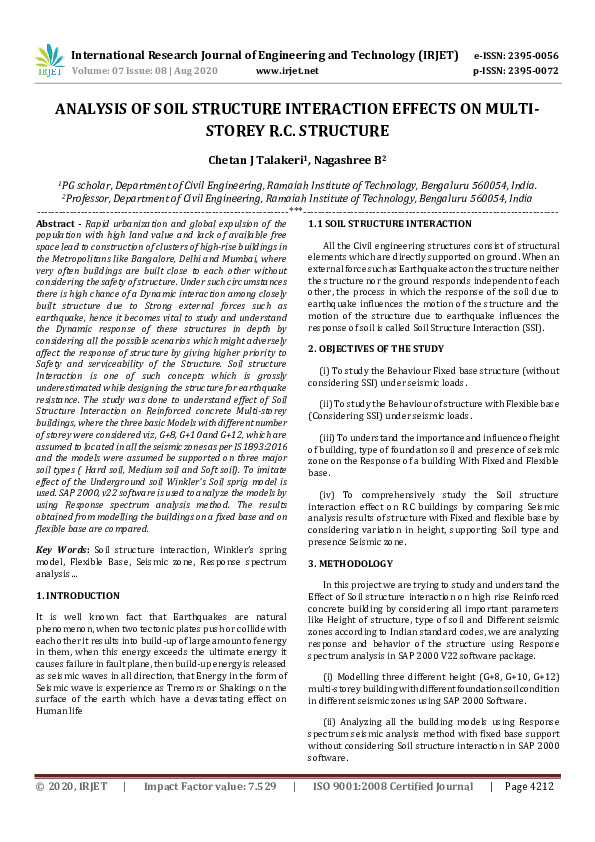 (PDF) IRJET- ANALYSIS OF SOIL STRUCTURE INTERACTION EFFECTS ON MULTI ...