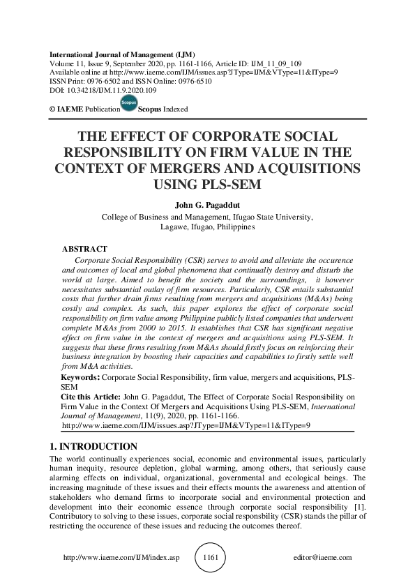 (PDF) THE EFFECT OF CORPORATE SOCIAL RESPONSIBILITY ON FIRM VALUE IN ...