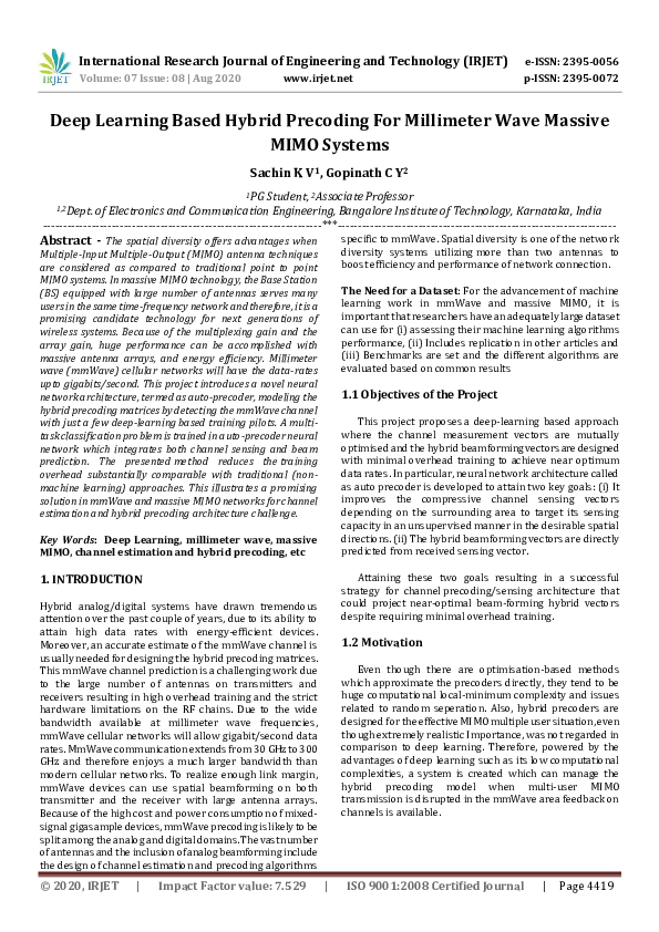 (PDF) IRJET- Deep Learning Based Hybrid Precoding For Millimeter Wave ...