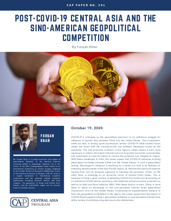 (PDF) Post COVID 19 Central Asia and the Sino American Geopolitical ...