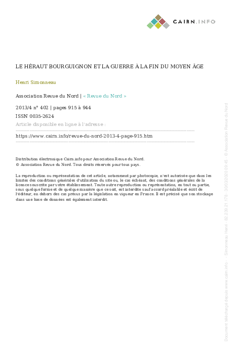 Le héraut bourguignon et la guerre à la fin du Moyen Âge