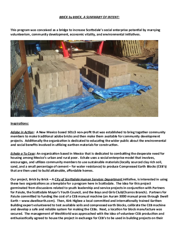 (DOC) BRICK by BRICK, A SUMMARY OF INTENT by Mike Lopach Kirk Higbee