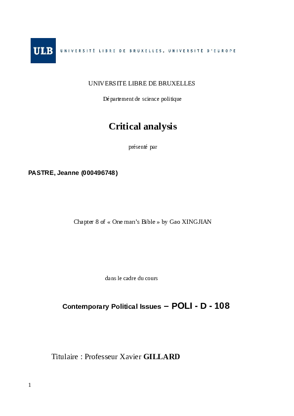 Critical analysis