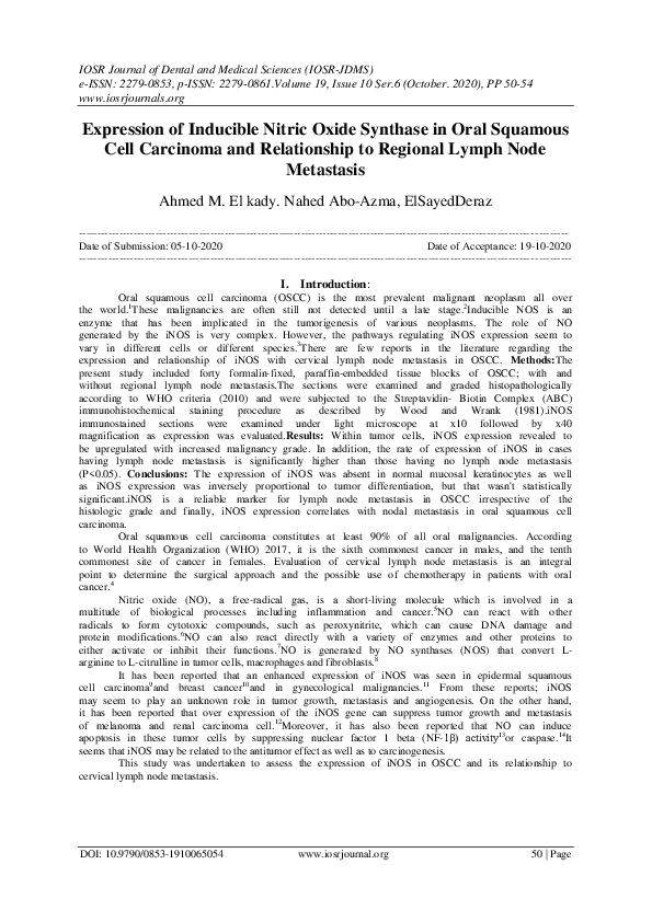 (PDF) Expression of Inducible Nitric Oxide Synthase in Oral Squamous ...