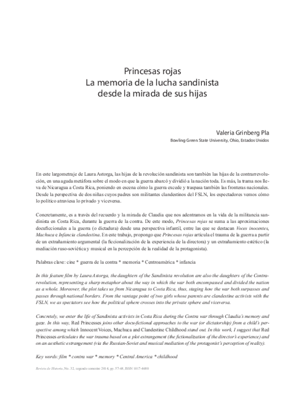 (PDF) Princesas rojas. La memoria de la lucha sandinista desde la ...