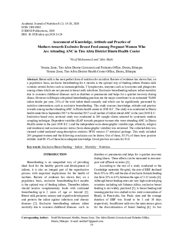 (PDF) Assessment of Knowledge, Attitude and Practice of Mothers towards ...